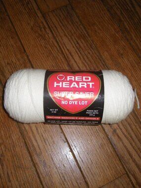 1 Large Skein Red Heart Super Saver Yarn Color Soft White 8 oz.